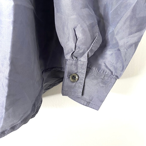 Jonathan Martin Silk Metallic Grey Button Blouse - Picture 4 of 8